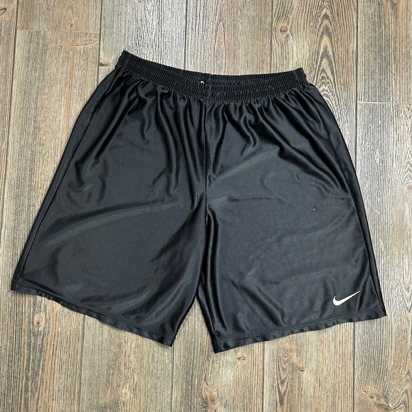 Nike Vintage 90s Black Athletic Basketball Shorts Men Large Silky Shiny Dazzle - Picture 1 of 8